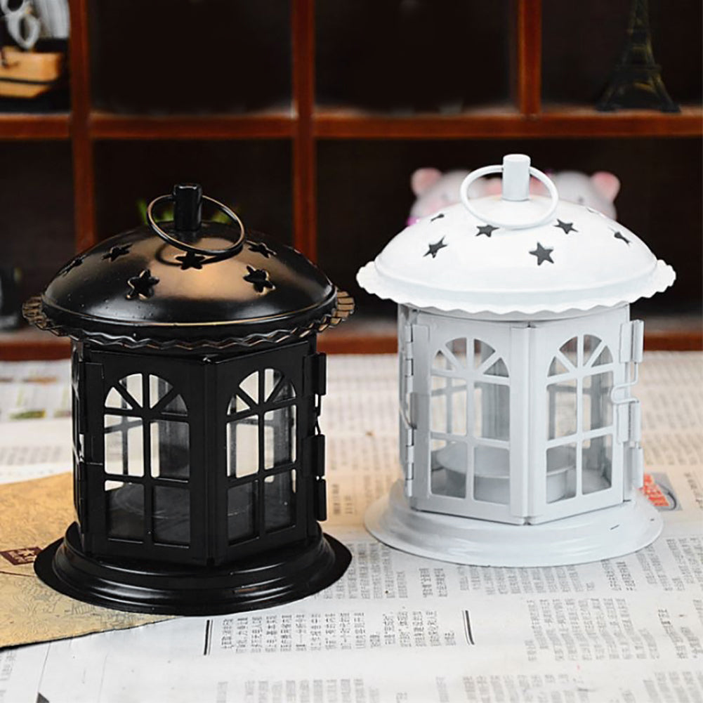 Retro Iron Candle Holder Tealight Candlestick Hanging Lantern Bird Cage Decor