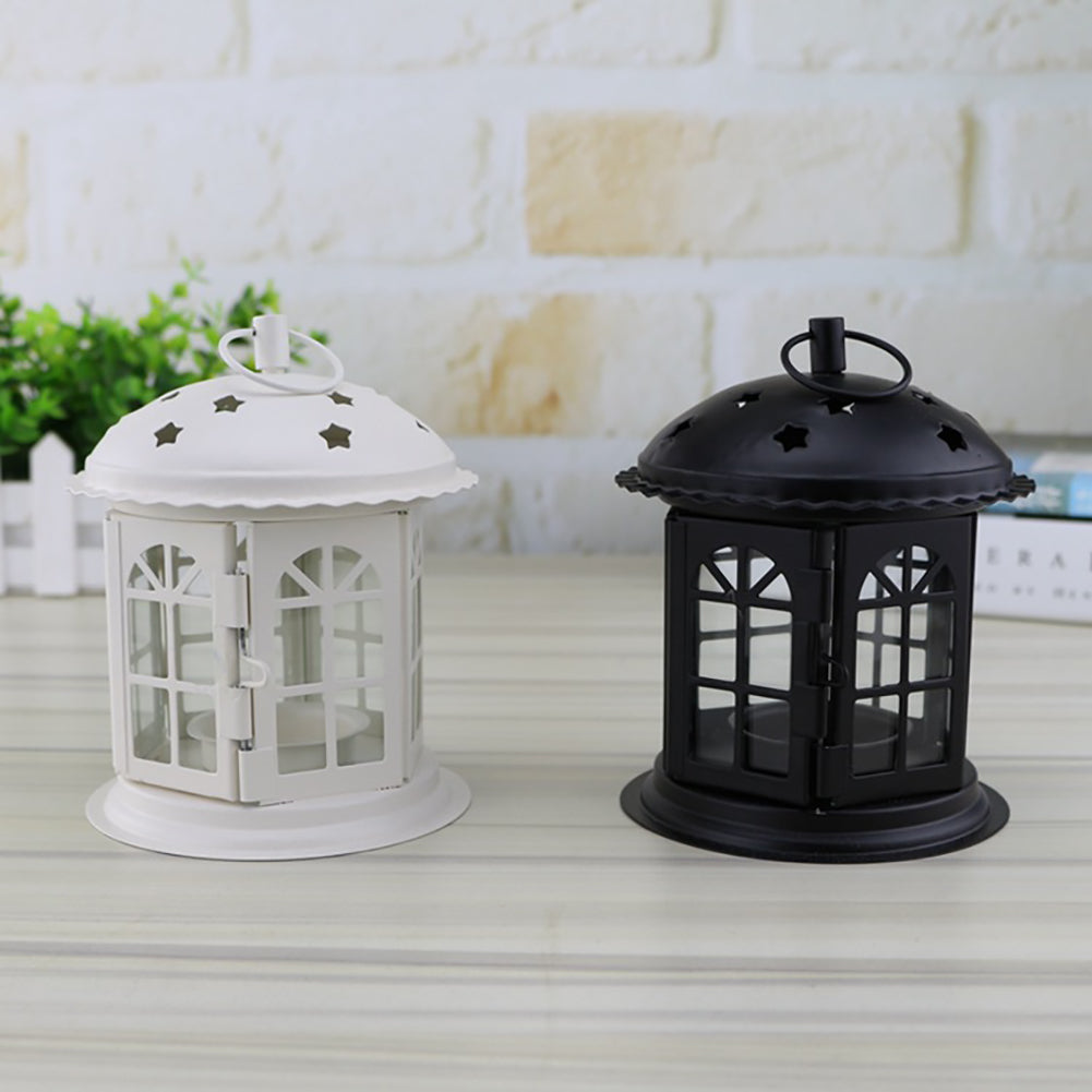 Retro Iron Candle Holder Tealight Candlestick Hanging Lantern Bird Cage Decor
