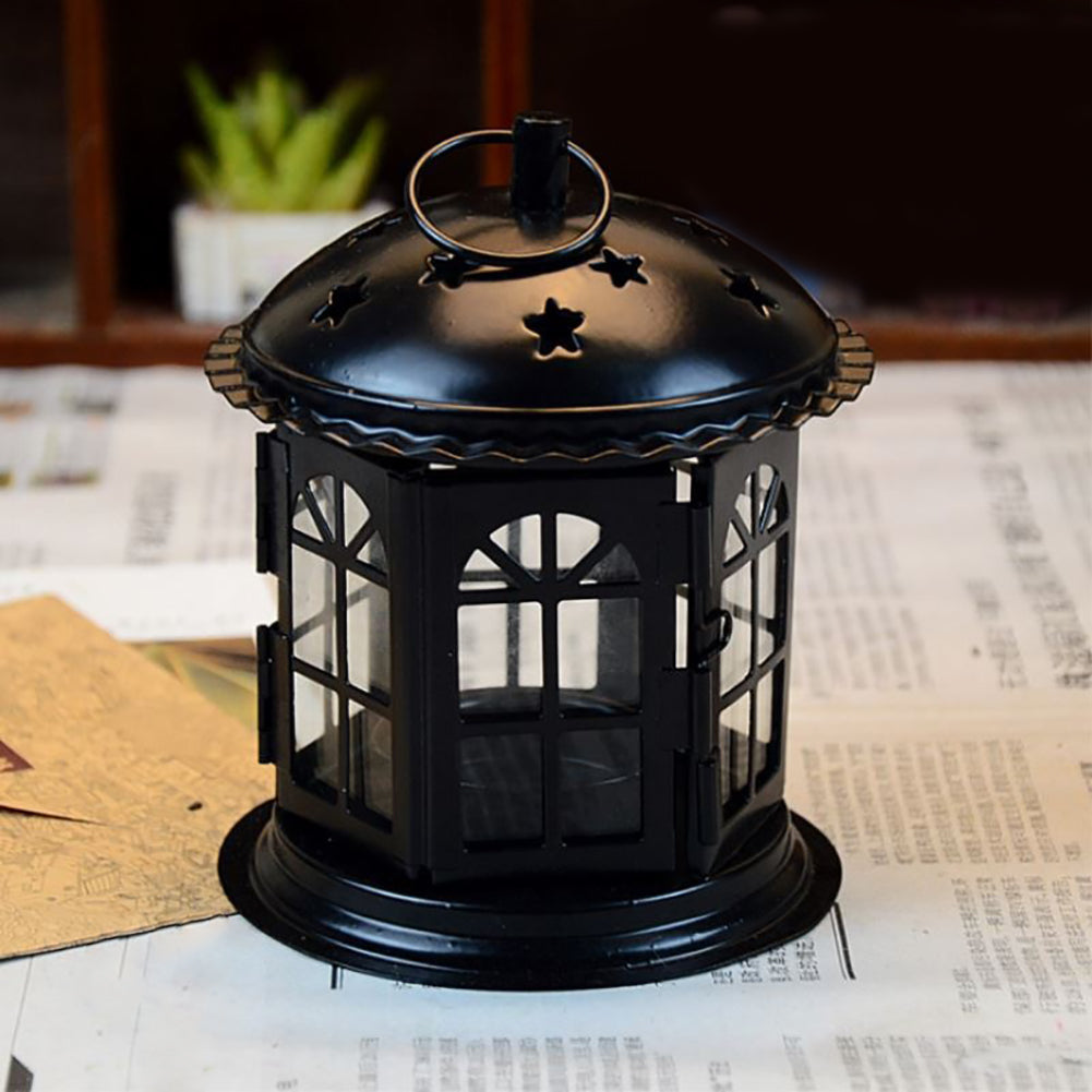 Retro Iron Candle Holder Tealight Candlestick Hanging Lantern Bird Cage Decor