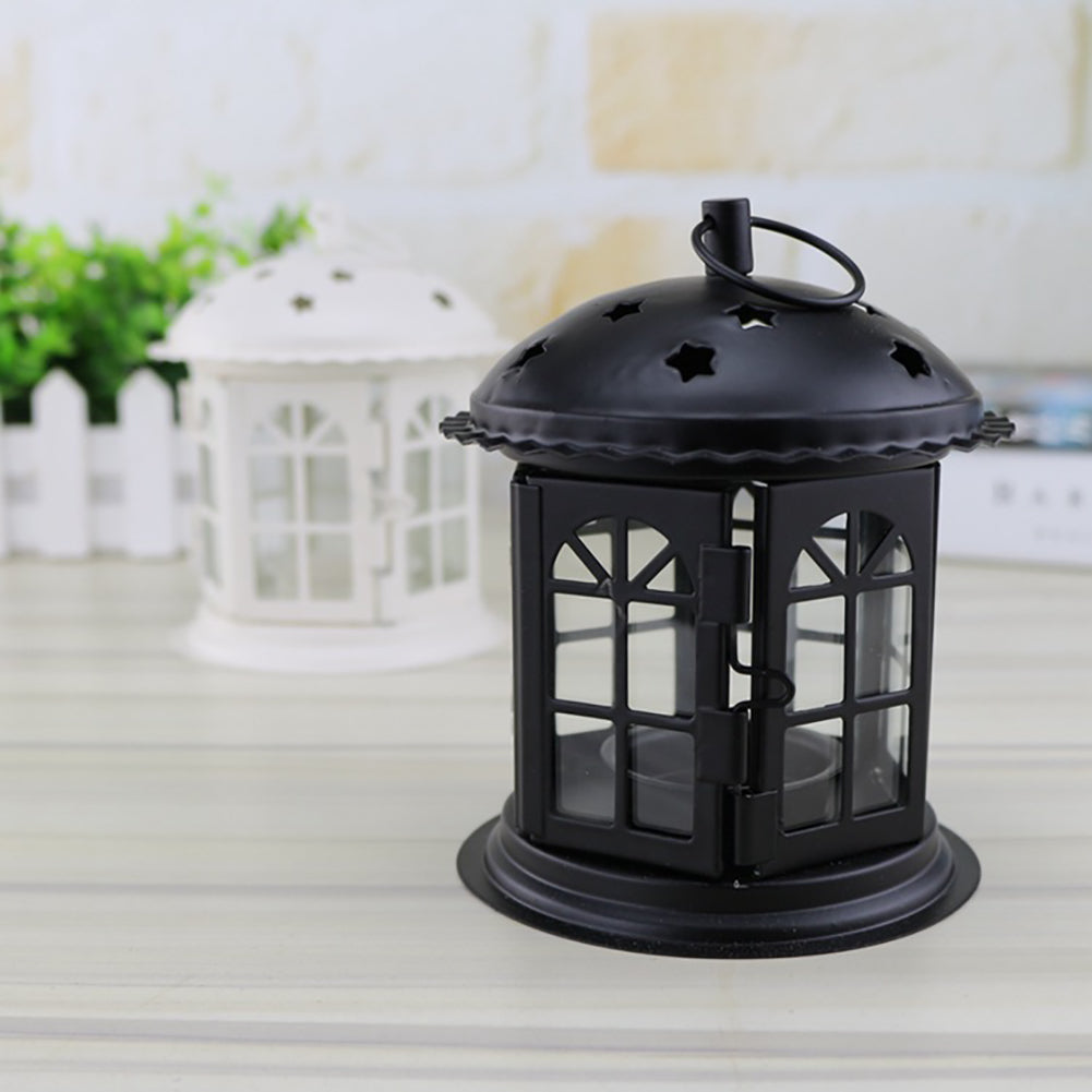Retro Iron Candle Holder Tealight Candlestick Hanging Lantern Bird Cage Decor