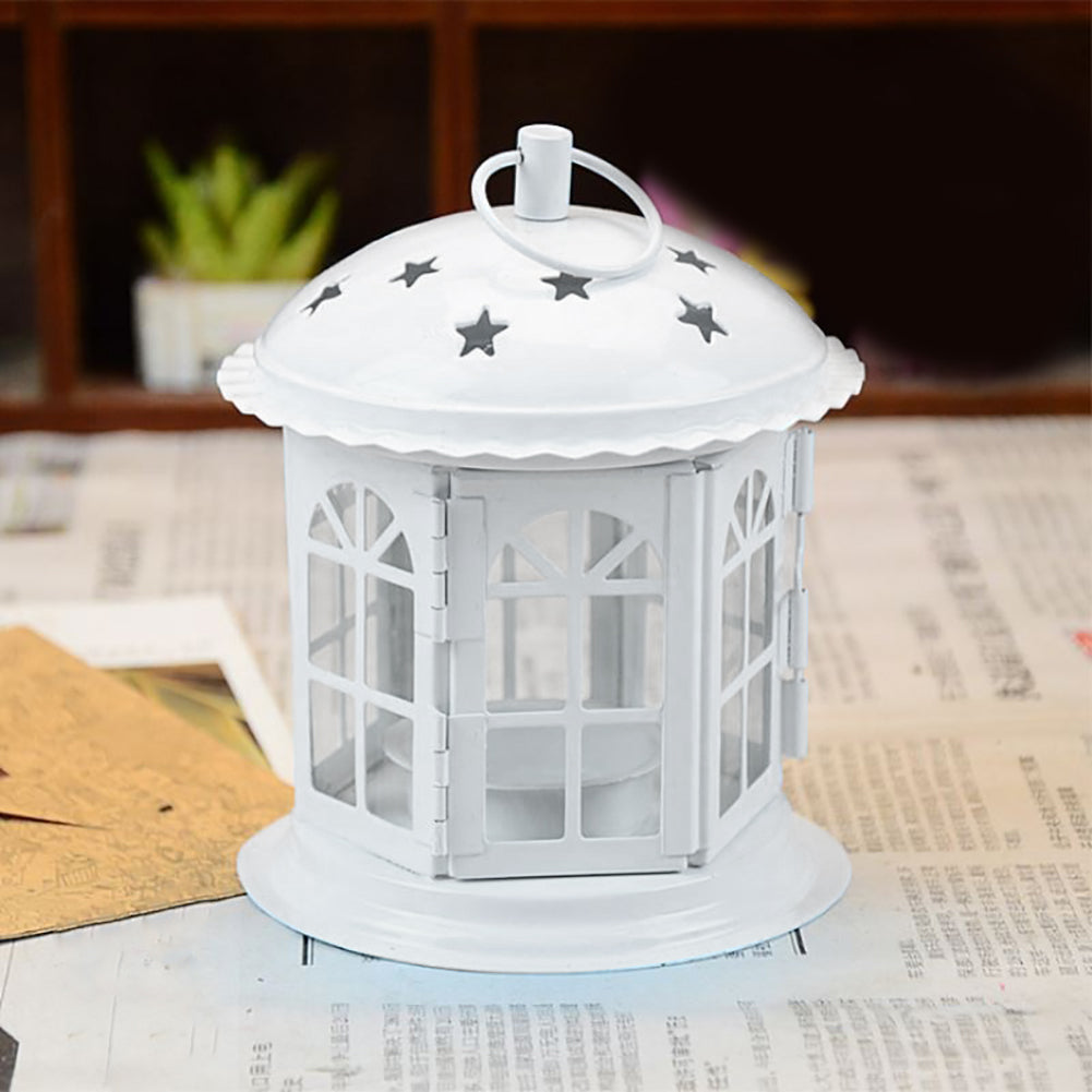 Retro Iron Candle Holder Tealight Candlestick Hanging Lantern Bird Cage Decor
