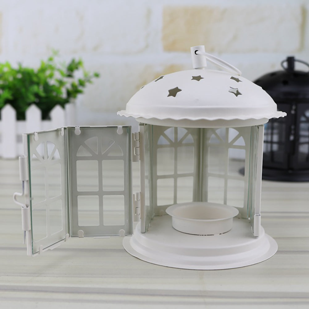 Retro Iron Candle Holder Tealight Candlestick Hanging Lantern Bird Cage Decor