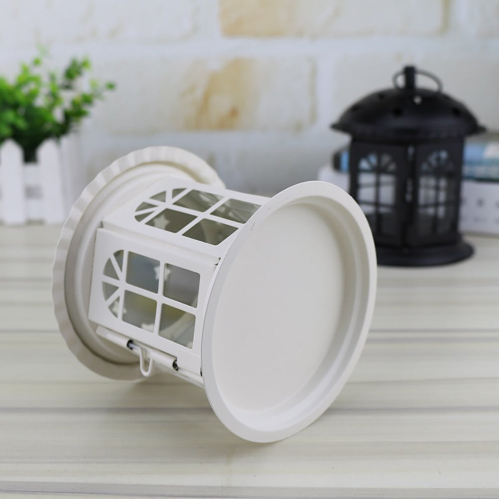 Retro Iron Candle Holder Tealight Candlestick Hanging Lantern Bird Cage Decor