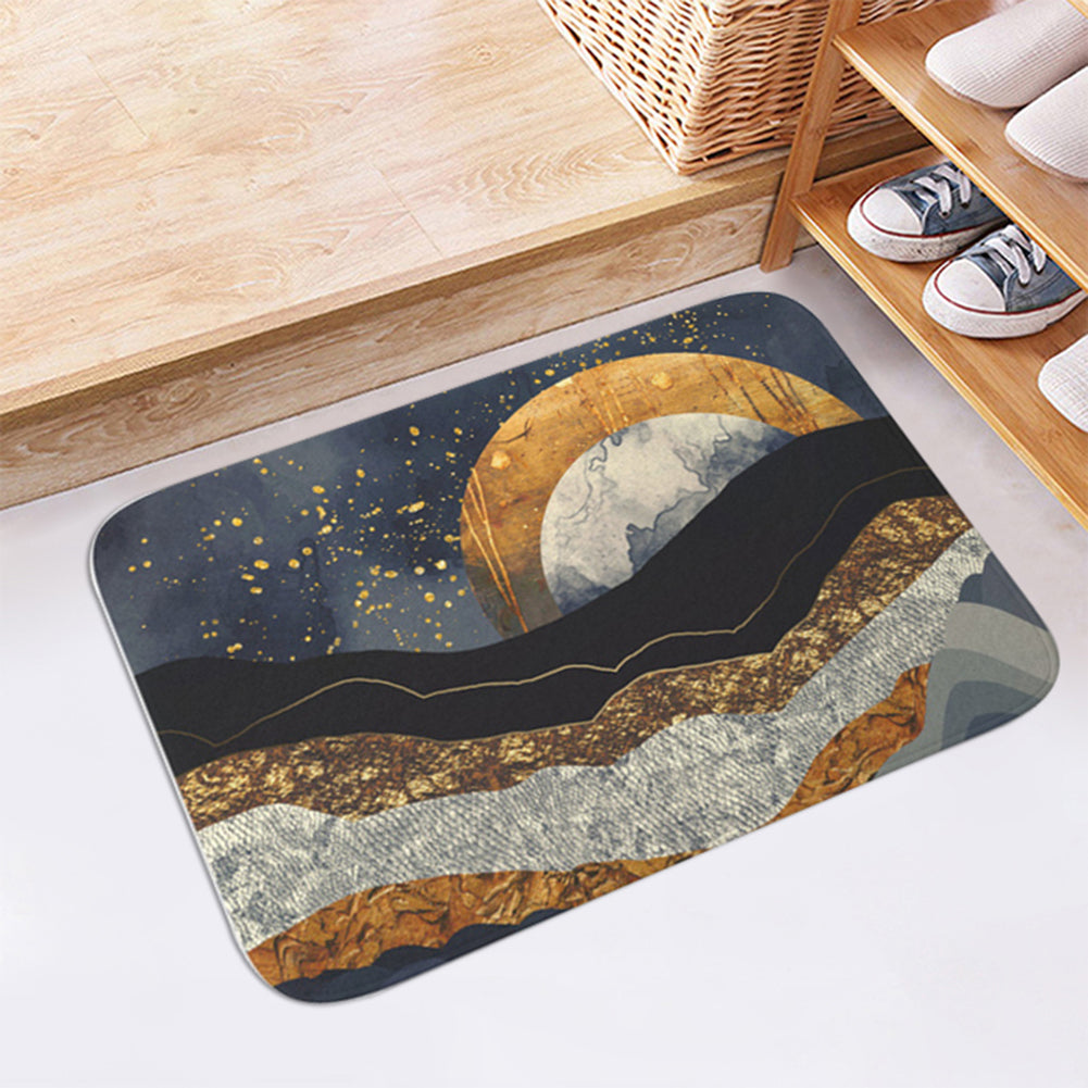 Moon Lion Grid Pattern Bathroom Kitchen Door Anti-Slip Floor Mat Rugs Carpet Pad