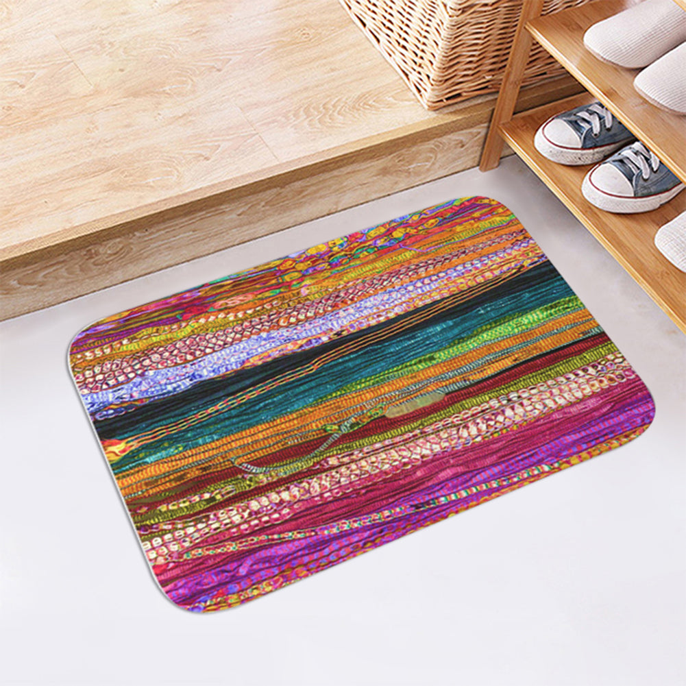 Moon Lion Grid Pattern Bathroom Kitchen Door Anti-Slip Floor Mat Rugs Carpet Pad