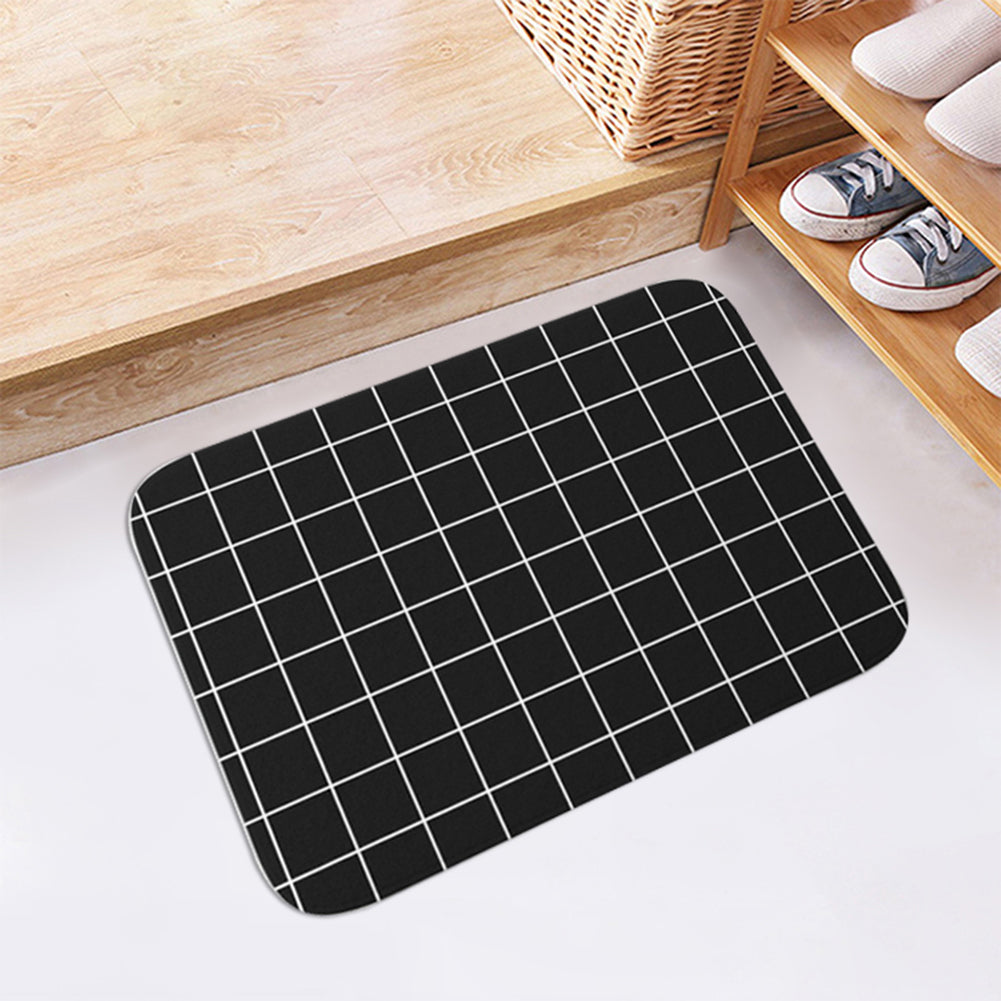 Moon Lion Grid Pattern Bathroom Kitchen Door Anti-Slip Floor Mat Rugs Carpet Pad