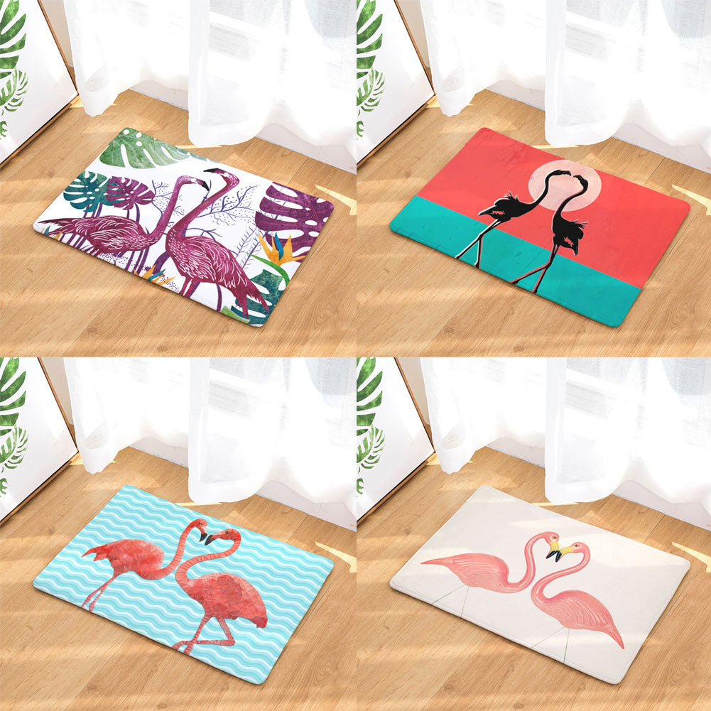 Fashion Flamingo Pattern Anti-slip Doormat Floor Mat Kitchen Bathroom Home Decor