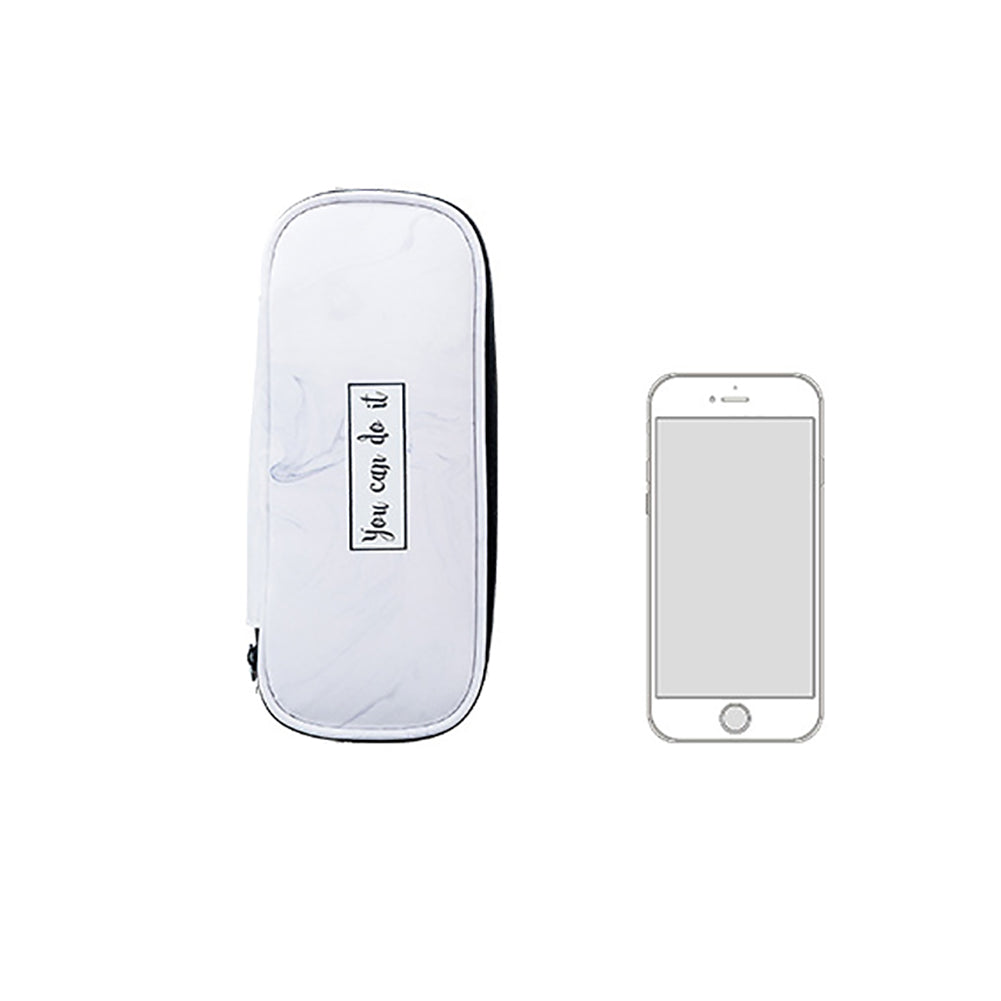 Marble Print Faux Leather Waterproof Large Capacity Pencil Bag Pen Storage Case