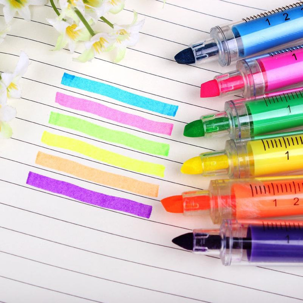 6 Pcs Novelty Syringe Highlighter Pen Marker Student School Stationery Gift