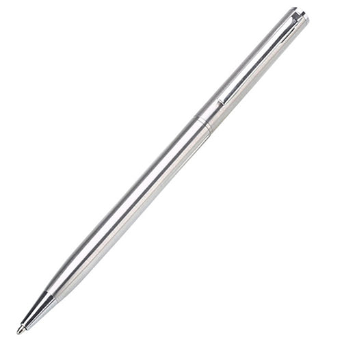 Silver Tone Metal Rotating Ballpoint Pen Slim Clip Ball-point Pen Writing Medium Gift