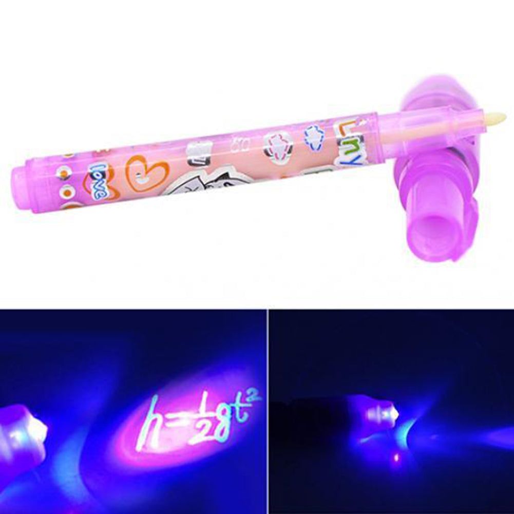Creative Secret Message Invisible Ink Pen with UV Black Light Kid Student Gift