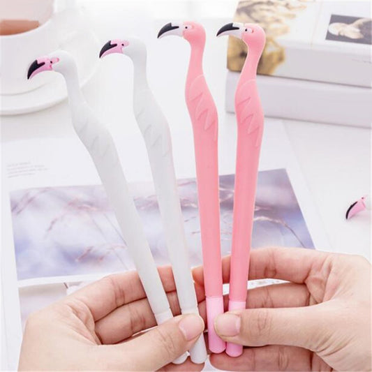 2Pcs Flamingo Silicone 0.5mm Gel Pen Student Stationery School Supply Black Ink