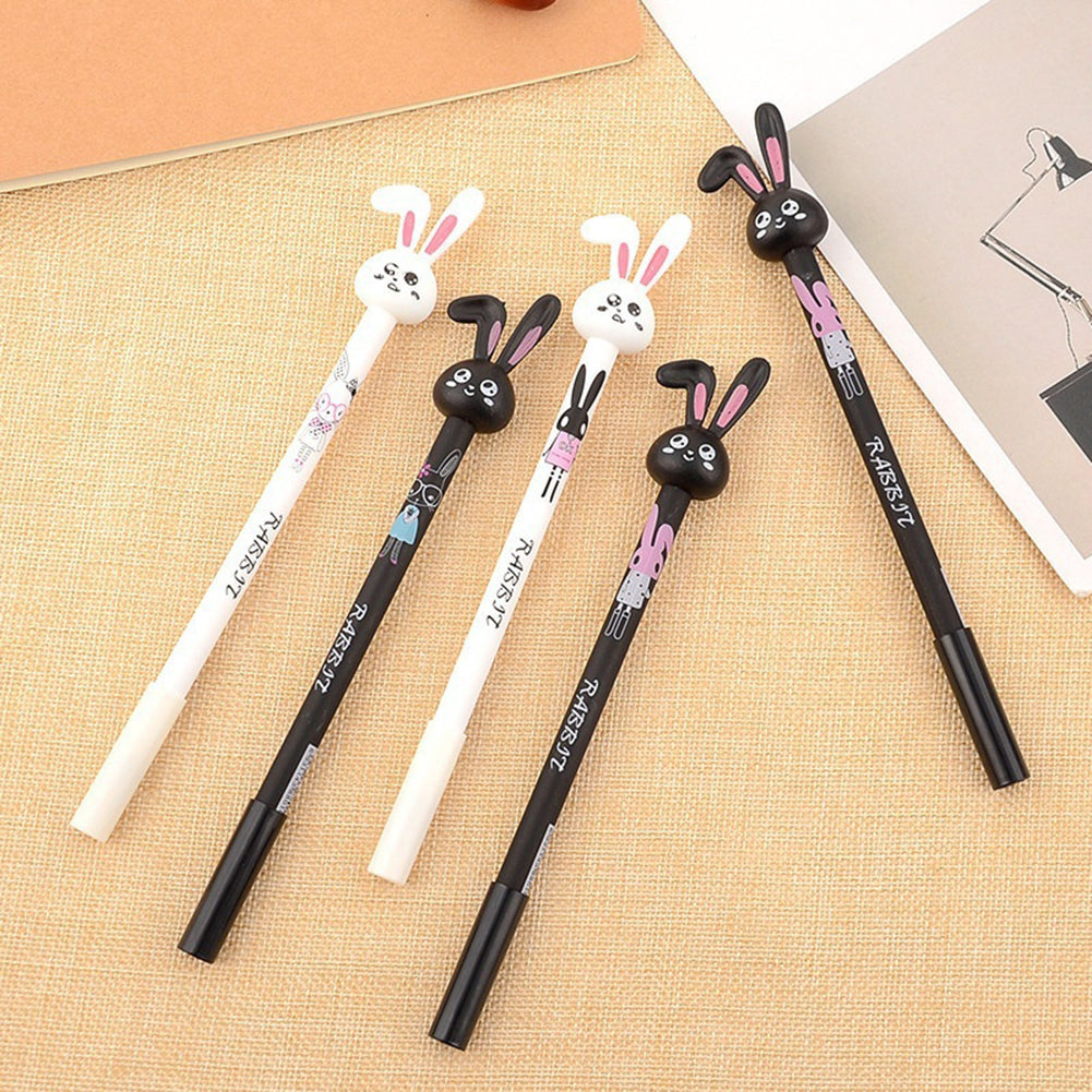 Cute Rabbit Head 0.38mm Black Ink Erasable Smooth Gel Ink Pen Student Stationary