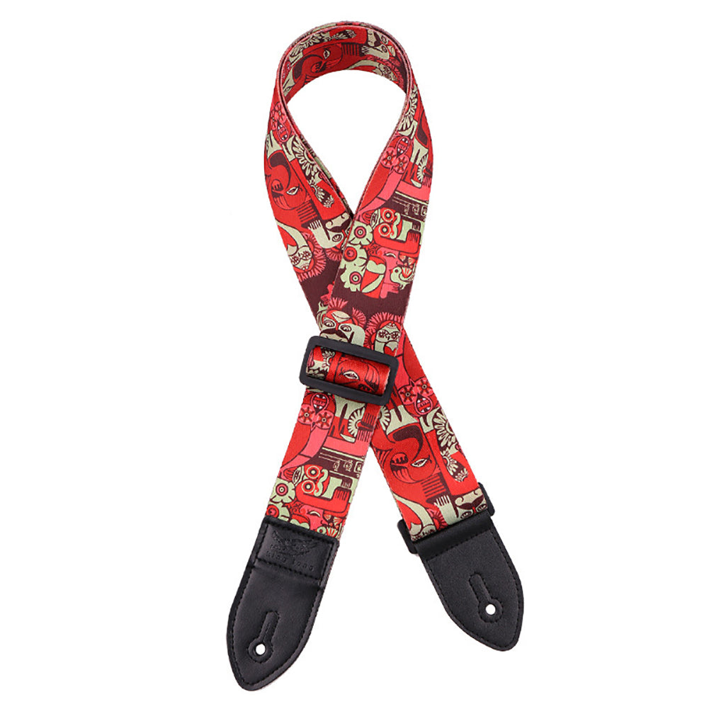 Fashion Printed Adjustable Faux Leather Acoustic Bass Guitar Anti-skid Strap Belt