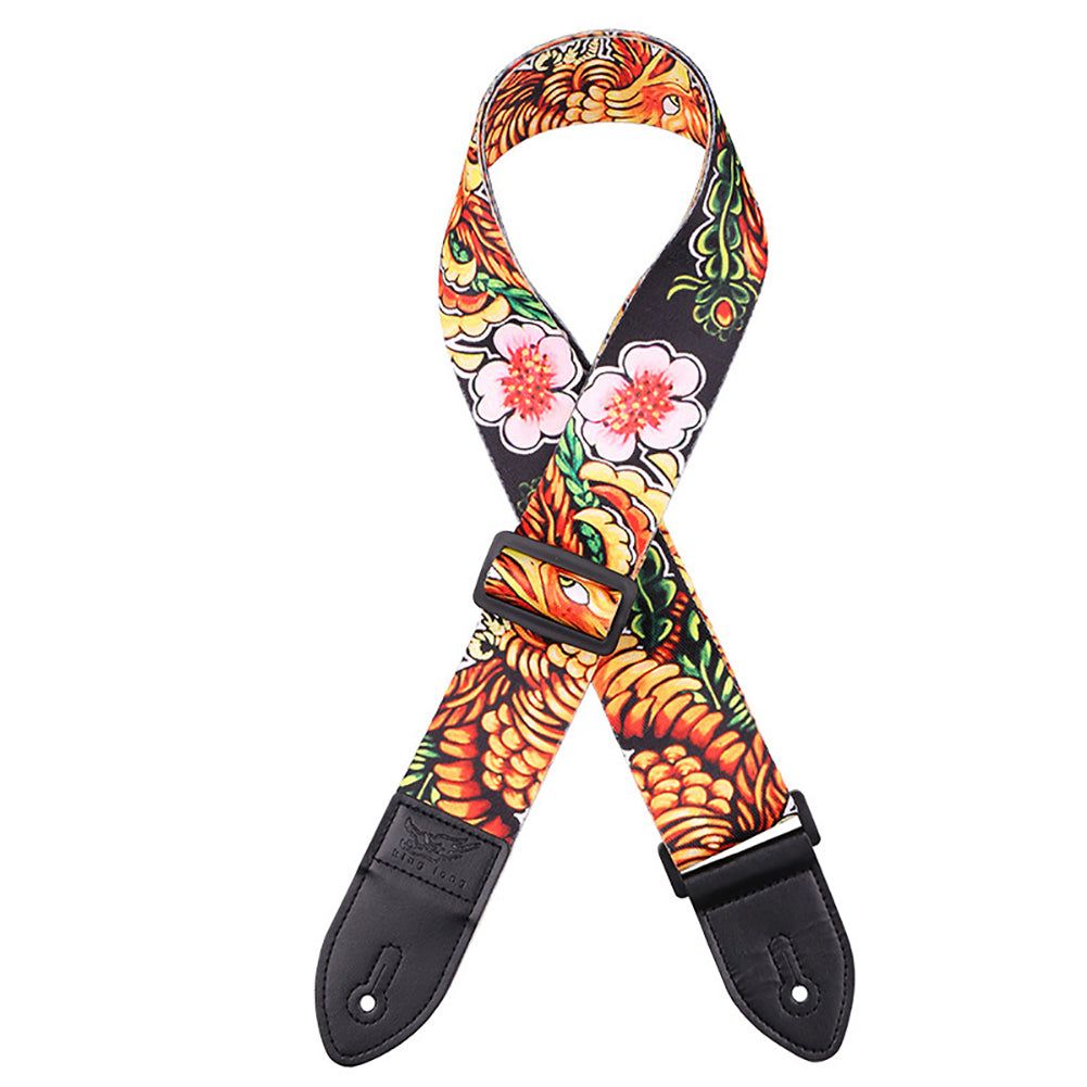 Fashion Printed Adjustable Faux Leather Acoustic Bass Guitar Anti-skid Strap Belt