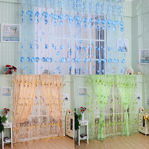 Romantic Floral Tulle Voile Room Divider Door Window Curtain Drape Panel Sheer