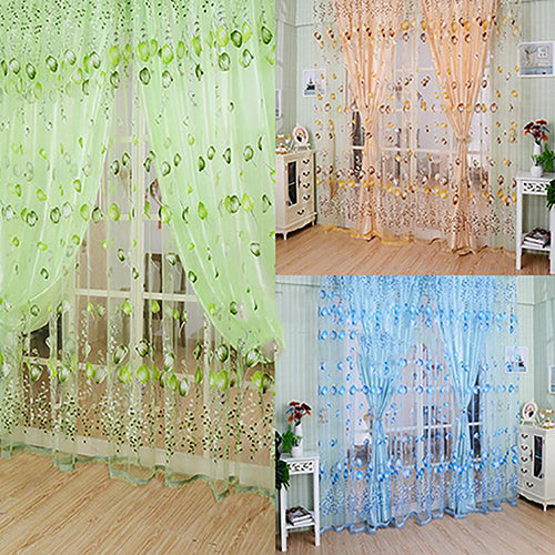 Romantic Floral Tulle Voile Room Divider Door Window Curtain Drape Panel Sheer