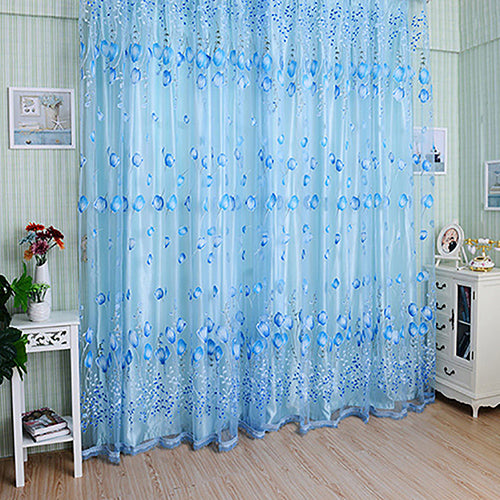 Romantic Floral Tulle Voile Room Divider Door Window Curtain Drape Panel Sheer