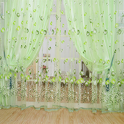Romantic Floral Tulle Voile Room Divider Door Window Curtain Drape Panel Sheer