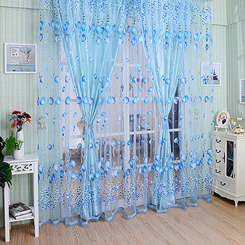 Romantic Floral Tulle Voile Room Divider Door Window Curtain Drape Panel Sheer