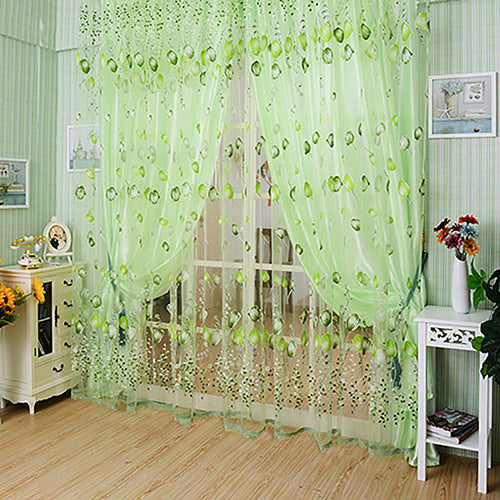 Romantic Floral Tulle Voile Room Divider Door Window Curtain Drape Panel Sheer