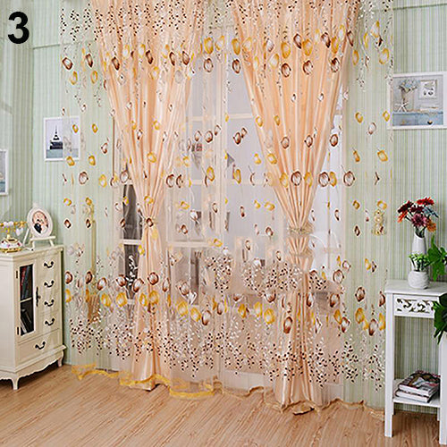 Romantic Floral Tulle Voile Room Divider Door Window Curtain Drape Panel Sheer