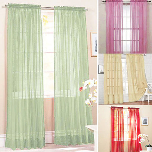 Glass Yarn Sheer Window Valance Curtain Pure Color Bedroom Home Wedding Decor