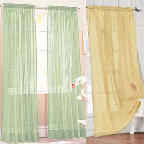 Glass Yarn Sheer Window Valance Curtain Pure Color Bedroom Home Wedding Decor