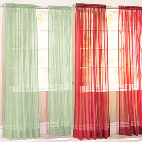 Glass Yarn Sheer Window Valance Curtain Pure Color Bedroom Home Wedding Decor