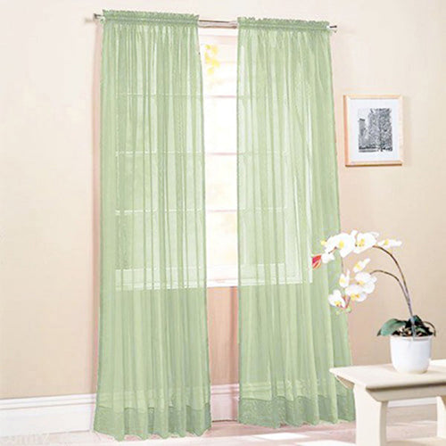 Glass Yarn Sheer Window Valance Curtain Pure Color Bedroom Home Wedding Decor