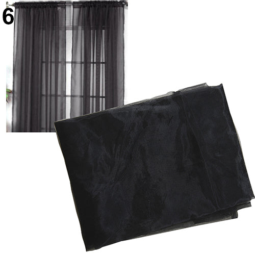 Glass Yarn Sheer Window Valance Curtain Pure Color Bedroom Home Wedding Decor