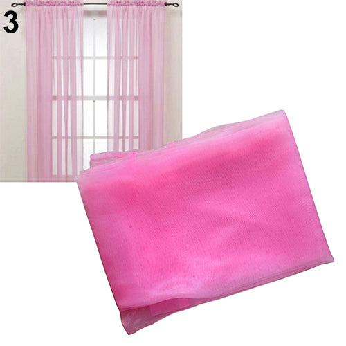 Glass Yarn Sheer Window Valance Curtain Pure Color Bedroom Home Wedding Decor