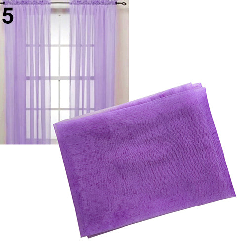 Glass Yarn Sheer Window Valance Curtain Pure Color Bedroom Home Wedding Decor