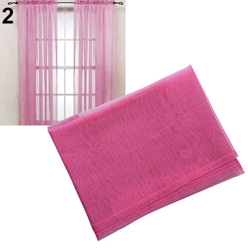 Glass Yarn Sheer Window Valance Curtain Pure Color Bedroom Home Wedding Decor