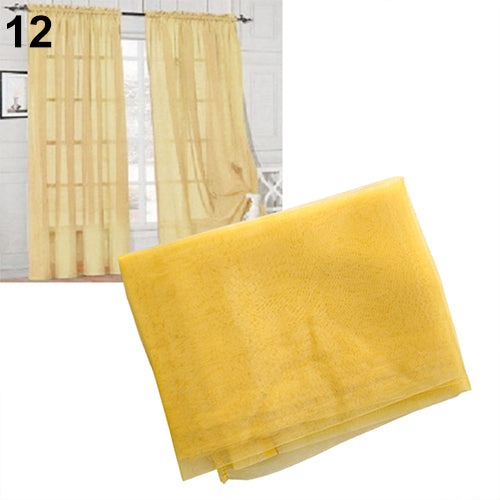 Glass Yarn Sheer Window Valance Curtain Pure Color Bedroom Home Wedding Decor