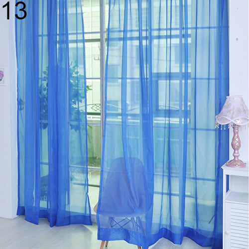 Glass Yarn Sheer Window Valance Curtain Pure Color Bedroom Home Wedding Decor