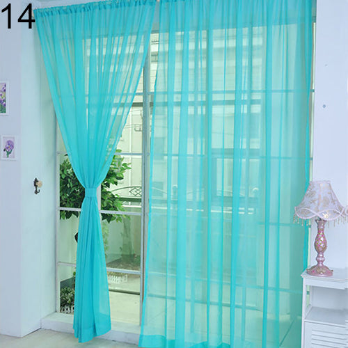 Glass Yarn Sheer Window Valance Curtain Pure Color Bedroom Home Wedding Decor