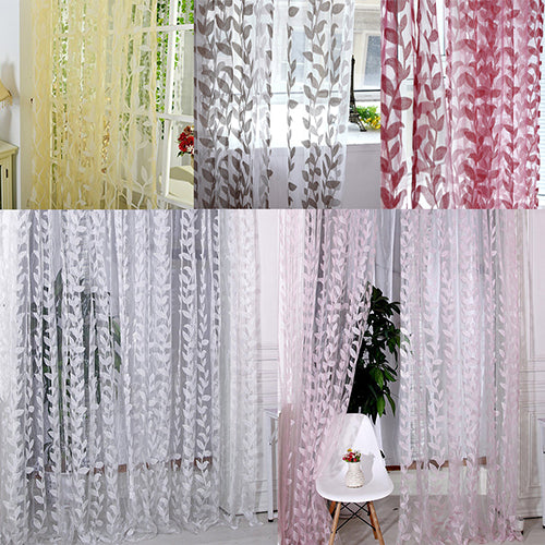 Leaf Print Window Door Room Panel Shade Curtain Drape Blind Valance Home Decor
