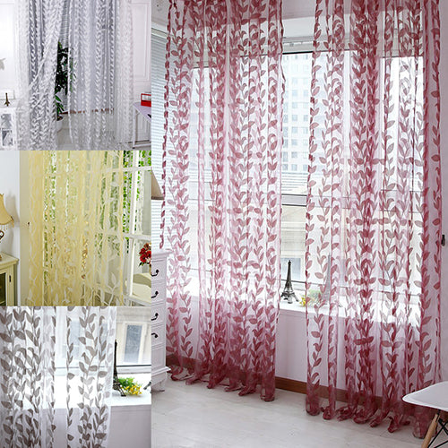 Leaf Print Window Door Room Panel Shade Curtain Drape Blind Valance Home Decor