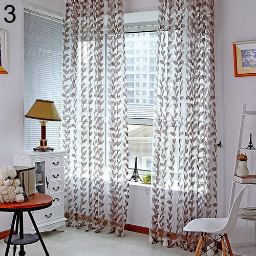 Leaf Print Window Door Room Panel Shade Curtain Drape Blind Valance Home Decor