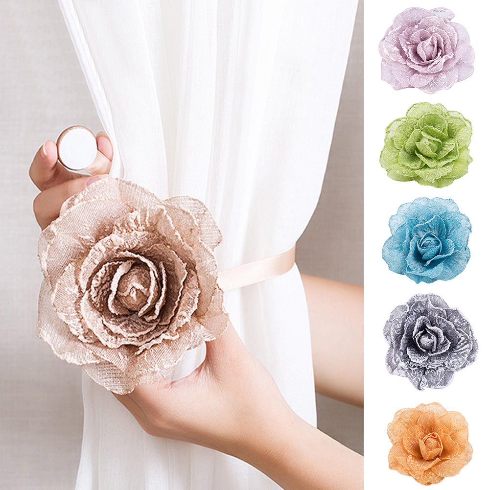 Flower Shape Window Curtain Tieback Magnetic Buckle Drape Holdback Home Decor