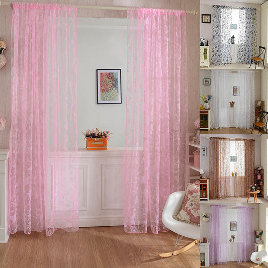 Fashion Butterfly Flower Tulle Voile Window Curtain Home Decor Drape Panel