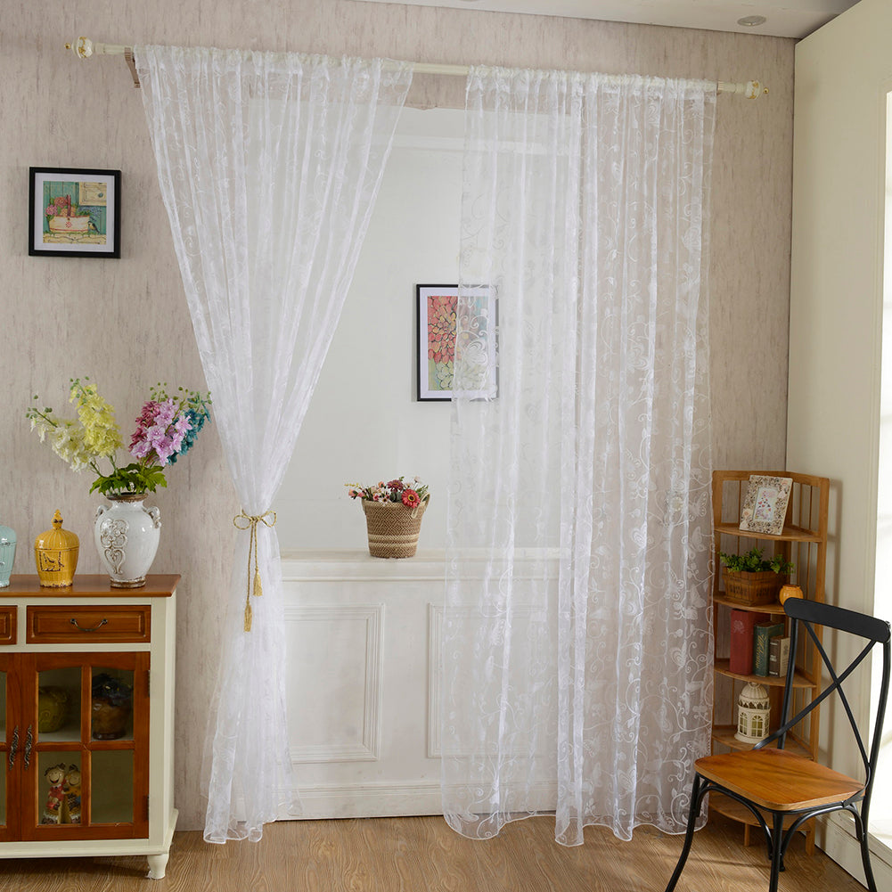 Fashion Butterfly Flower Tulle Voile Window Curtain Home Decor Drape Panel