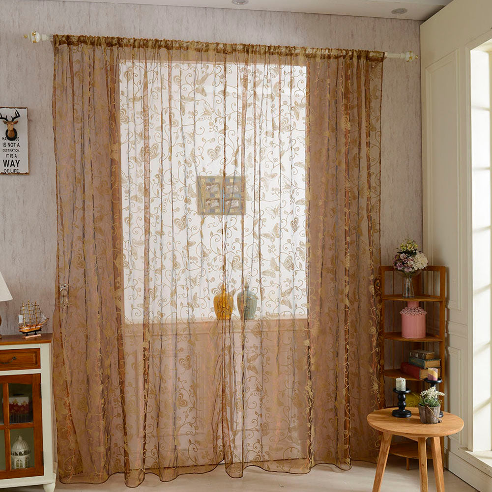 Fashion Butterfly Flower Tulle Voile Window Curtain Home Decor Drape Panel