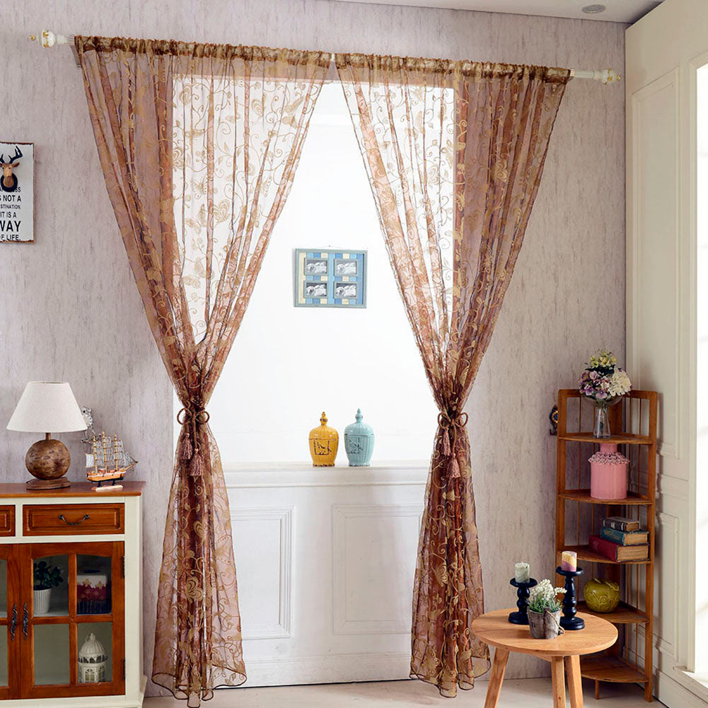 Fashion Butterfly Flower Tulle Voile Window Curtain Home Decor Drape Panel