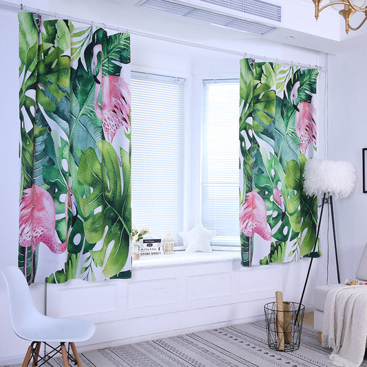 Tropical Leaves Flamingo High Shading Curtain Window Drape Valance Home Decor