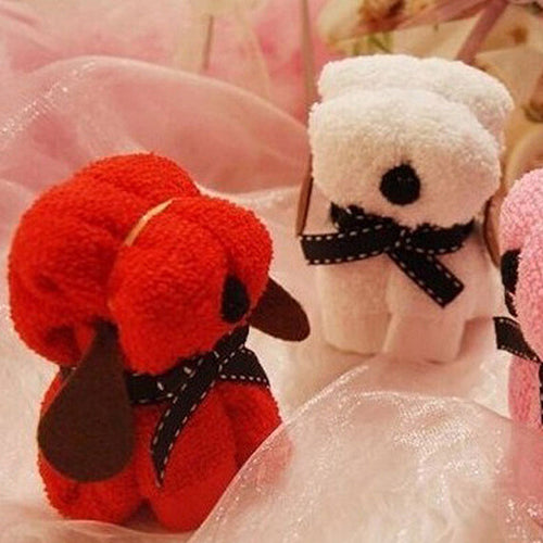 Cute Dog Cake Shape Towel Soft Breathable Cotton Washcloth Wedding Gifts Present
