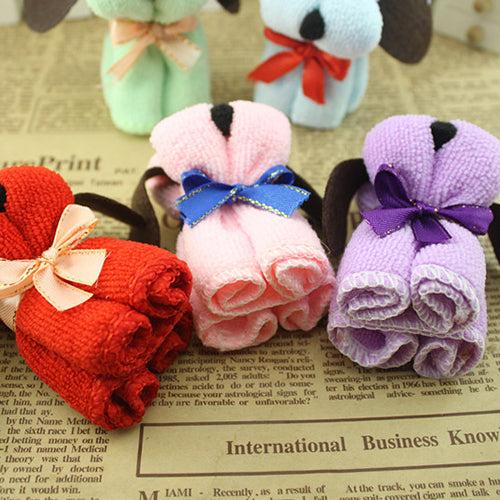 Cute Dog Cake Shape Towel Soft Breathable Cotton Washcloth Wedding Gifts Present