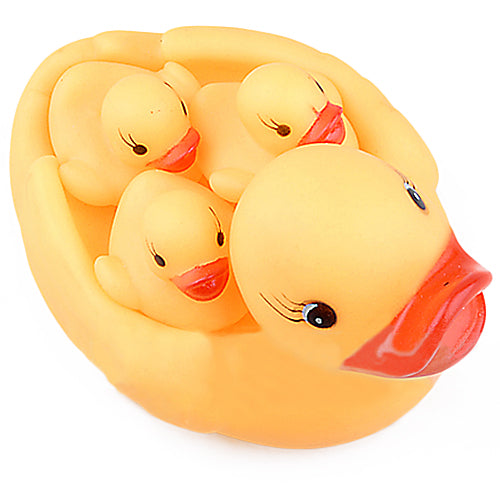 4Pcs/Set Cute Baby Bath Bathing Rubber Race Duck Toys Squeaky Yellow Ducks