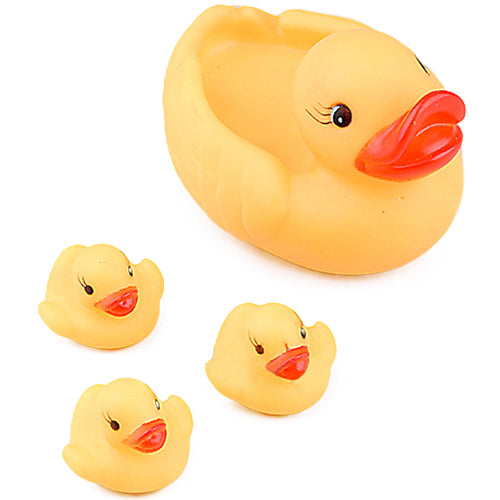 4Pcs/Set Cute Baby Bath Bathing Rubber Race Duck Toys Squeaky Yellow Ducks